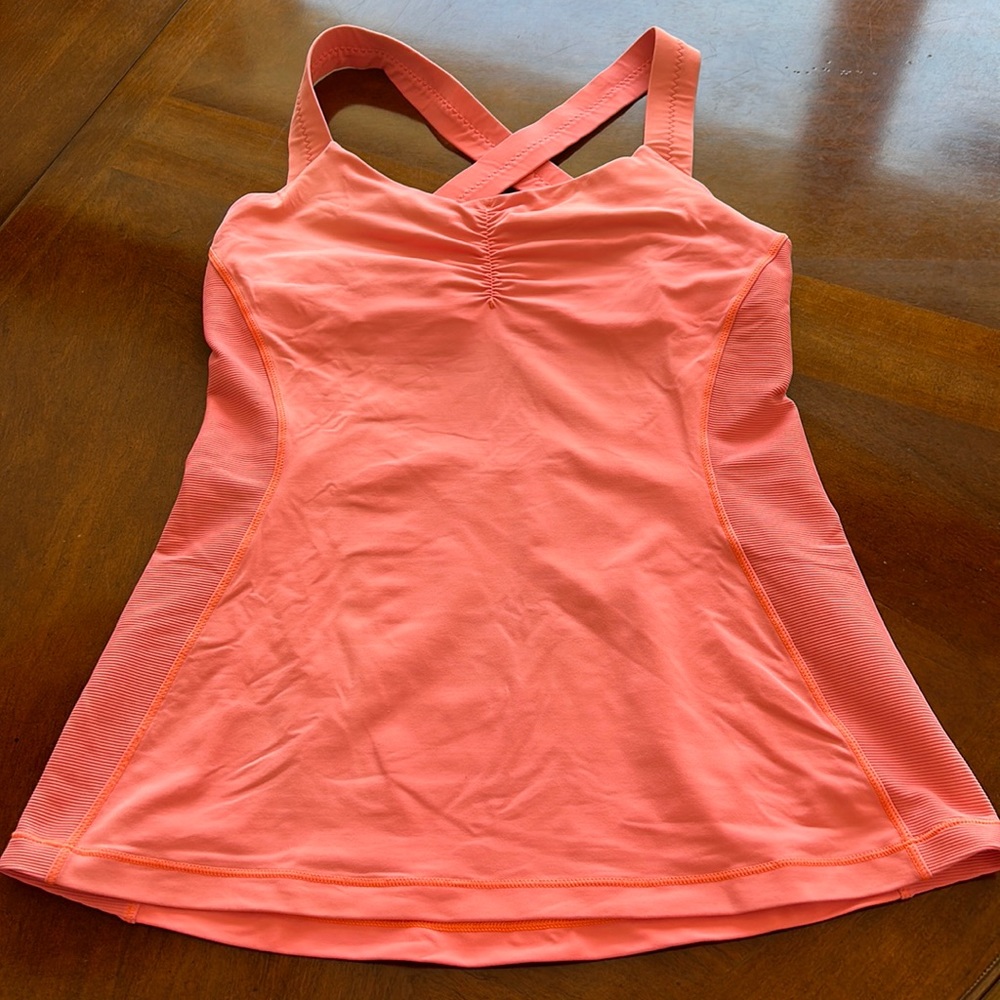 Lululemon, orange, tank top with built-in sports bra, size medium